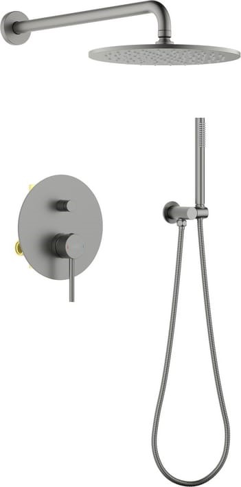 Zestaw prysznicowy podtynkowy z deszczownicą i prysznicem BLUE WATER BOSTON BOS-ZKP.150GN gun metal (GRAFIT INOX) (