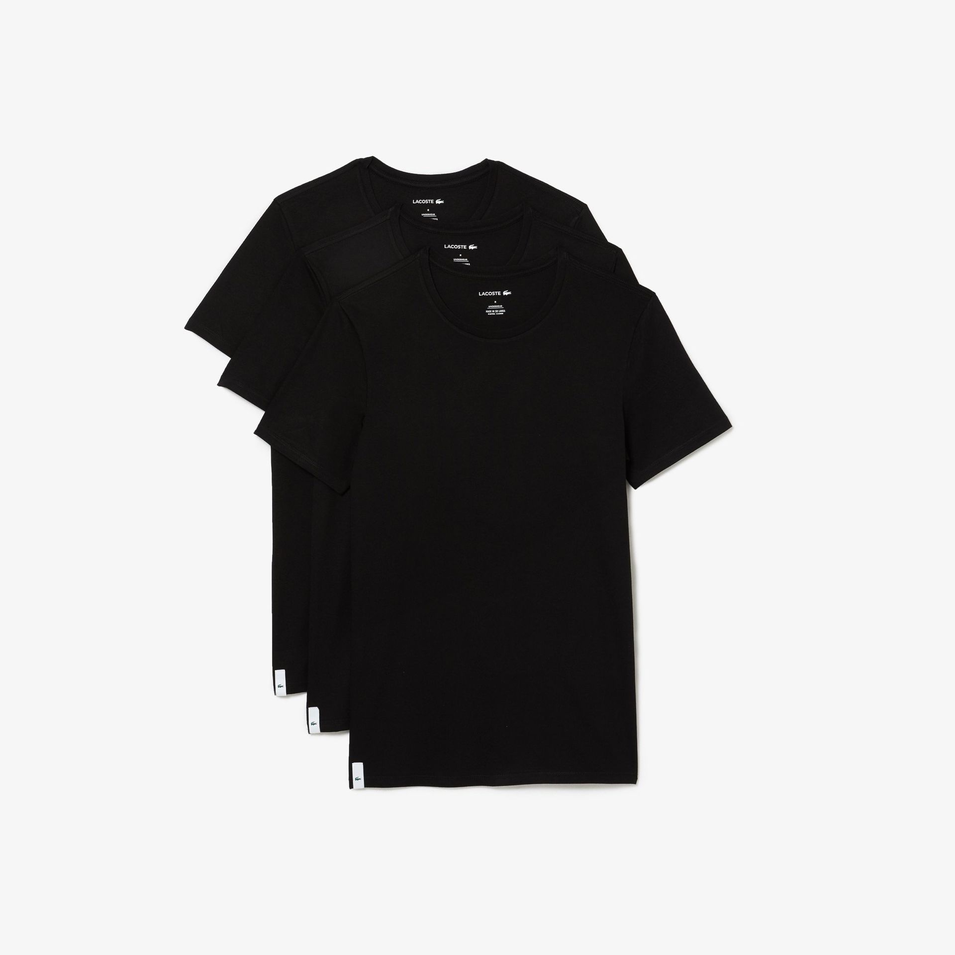 Lacoste Męski T-shirt bawełniany z okrągłym dekoltem 3-pak