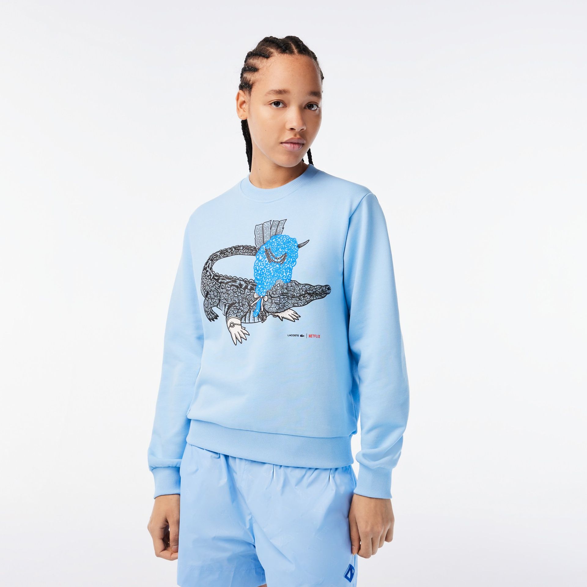 Lacoste damska bluza z polaru z bawełny organicznej x Netflix Loose Fit