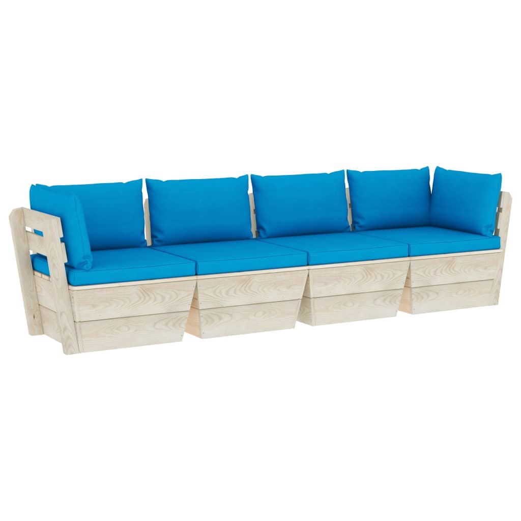 Sofa ogrodowa 4-osobowa z paletami, jasnoniebieska
