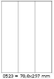 Samoprzylepne etykiety 70 x 297 mm, 3 etykiety, A4, 100 arkuszy