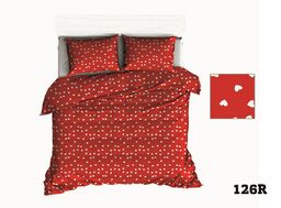 Extrapościel Pościel bawełniana 150x200 R126 czerwona serca serduszka białe 315D 1 poszewka 50x60