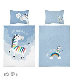 Detexpol Pościel bawełniana 90x120 Jednorożec 3614 A niebieska biała chmury tęcza dziecięca Kids 1
