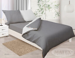 Matex Pościel satynowa 200x220 Double Face grafitowa biała 44+01 jednobarwna