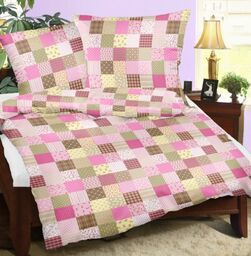 Karo Pościel z kory 160x200 wzór 96/4 Paczłork różowy ciemny na guziki 100% bawełna gruba