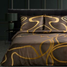 Eurofirany Pościel satynowa 160x200 Alisma 1 brązowa beżowa z naturalnej tkaniny z włóknem TENCEL o jedwabistym dotyku Limited Collection