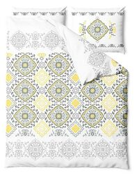 Zaratex Pościel satynowa 160x200 Sunshine Glamour biała żółta szara ornamenty orientalna Home Satin 1