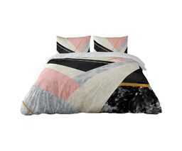 Matex Pościel satynowa 160x200 geometria kremowa pudrowa czarna Prestige 1