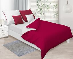 Matex Pościel satynowa 160x200 Double Face czerwona biała 20+01