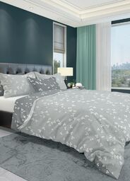 Faro Pościel bawełniana 160x200 szara grafitowa gałązki kwiatki 007 Fashion 23