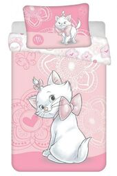 Jerry Fabrics Pościel bawełniana 100x135 Kotek Marie 5511 Cat różowa do łóżeczka