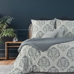 Eurofirany Pościel bawełniana 160x200 Palermo 10 szara niebieska Glamour bawełniana z żakardowym wzorem Terra Collection
