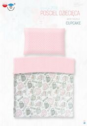 Darymex Pościel bawełniana 100x135 Cupcake Serca różowa groszki 7790 do łóżeczka