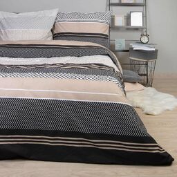 Darymex Pościel bawełniana 160x200 Zigo Beige beżowa czarna geometria pasy Cottonlove Exclusive 5