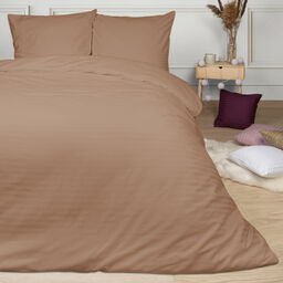 Darymex Pościel satynowa 140x200 cynamonowa pasy jednobarwna Cizgili adamaszkowa