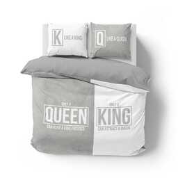 Detexpol Pościel bawełniana 160x200 Queen King szara biała 4100 A Holland 129
