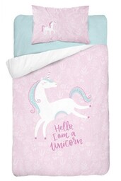 Detexpol Pościel bambusowa 90x120 Jednorożec kucyk konik 3272 A różowa unicorn do łóżeczka dwustronna poszewka 40x60