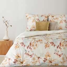 Eurofirany Pościel satynowa 220x200 Nelly 6 kwiaty kremowa ruda