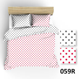 Extrapościel Pościel bawełniana 160x200 R059 biała groszki szare różowe 81N 80N