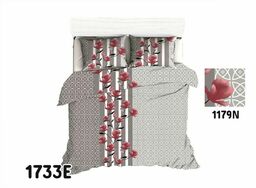 Extrapościel Pościel bawełniana 160x200 1733 E Tulipany bordowe szara grafitowa 1179N