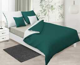Matex Pościel satynowa 160x200 Double Face biała zielona ciemna 01+34 KG