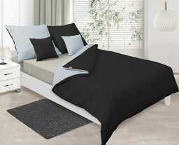 Matex Pościel satynowa 220x200 Double Face srebrna czarna 42+48 KG