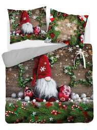 Detexpol Pościel świąteczna 160x200 4263 A granatowa czerwona kokarda bawełniana Holland Święta 2022