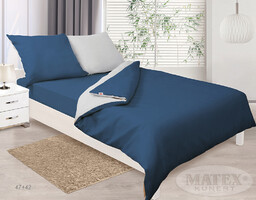 Matex Pościel satynowa 160x200 Double Face granatowa srebrna 47+42 jednobarwna