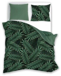 Faro Pościel satynowa 160x200 Elegant 008 zielona liście dwustronna S 23