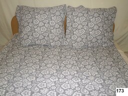 Karo Pościel z kory 160x200 wzór 173 szara w białe kwiatki na guziki 100% bawełna gruba