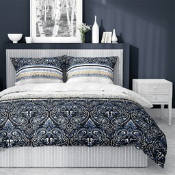 Detexpol Pościel satynowa 140x200 3825 B Ornamenty niebieska czarna biała oreintalna Home Satin 4