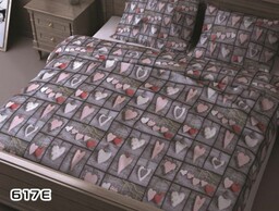 Extrapościel Pościel z kory 160x200 szara serca różowe 617E zamek 825N