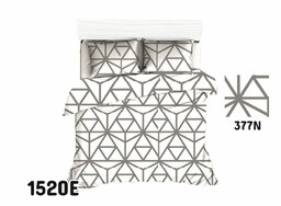 Extrapościel Pościel bawełniana 150x200 1520E biała szara geometryczna 377N 1 poszewka 50x60