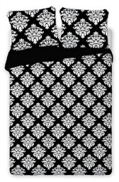 Faro Pościel bawełniana 160x200 Glamour 007 czarna biała ornament 01