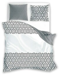 Faro Pościel bawełniana 220x200 Glamour 017 szara biała ornament 01