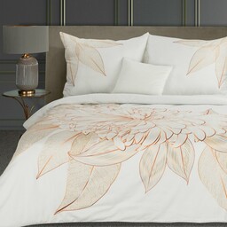 Eurofirany Pościel satynowa 160x200 Blanca 8 biała złota liście Limited Collection