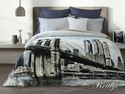 Luxury Pościel satynowa 220x200 Most Brookliński szara grafitowa Lusso D48 poszewki 2x70/80 2x 50/60 prześcieradło 220x240