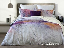 Luxury Pościel satynowa 220x200 Ornamenty fioletowa liliowa Lusso D39 poszewki 2x70/80 2x 50/60 prześcieradło 220x240