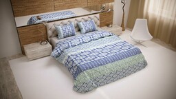 Luxury Pościel bawełniana 220x200 Ornamenty fioletowa miętowa 28177/1 poszewki 2x70/80 2x50/60 2x40/40 01