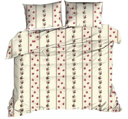 Extrapościel Pościel bawełniana 160x200 kwiaty kremowa czerwona 1602N Classic