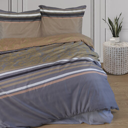 Darymex Pościel z mikrofibry 140x200 szara złota glamour ornamenty pasy 12202 z 1 poszewką 70x80