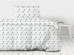 Greno Pościel bawełniana 140x200 Animals zwierzęta biała szara miętowa dziecięca Premium