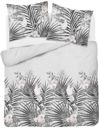 Detexpol Pościel satynowa 160x200 szara liście 4401 B Home Satin 122