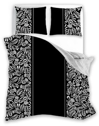 Faro Pościel bawełniana 140x200 Glamour 019 czarna biała liście z jedną poszewką 01