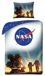 Halantex Pościel bawełniana 140x200 Nasa kosmos kosmonauci rakieta 5995 poszewka 70x90 astronauta planety gwiazdy statek kosmiczny młodzieżowa