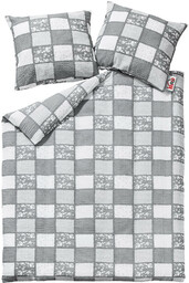 Karo Pościel z kory 160x200 wzór 167 Paczłork falbanka szara biała na guziki 100% bawełna gruba