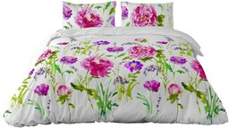 Matex Pościel satynowa 220x200 kwiaty biała różowa Prestige 1