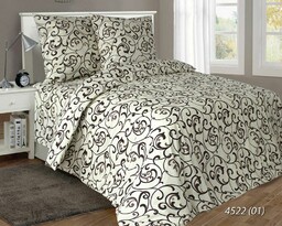 Luxury Pościel satynowa 160x200 4522/1 Gałązki kremowa brązowa