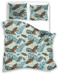 Faro Pościel z mikrofibry 140x200 Harmony 11 liście miętowa brązowa z jedną poszewką 70x90