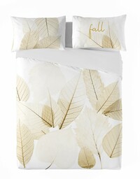 Matex Pościel satynowa 160x200 liście biala złota Prestige 1